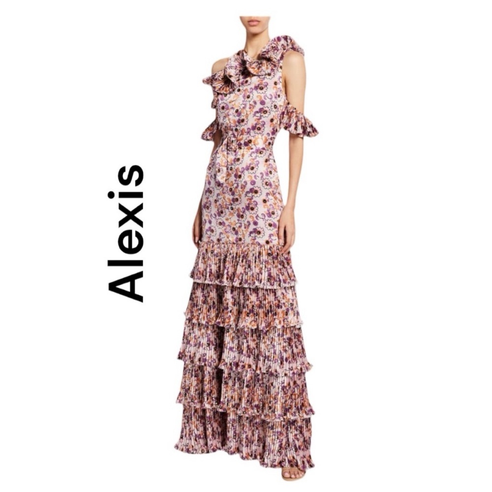 Alexis Amonda Floral Pleated Tiered Long Dress